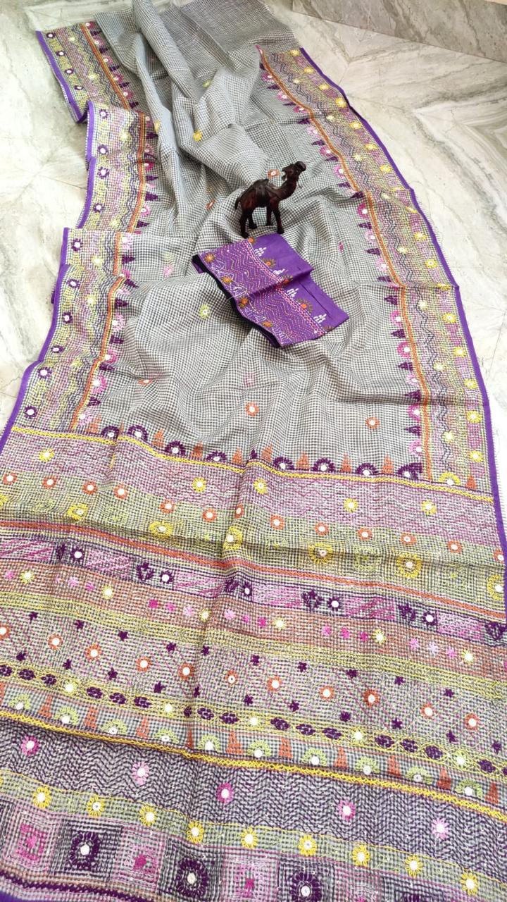 Kota Silk Lambani - Grey Embroidered