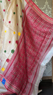 Pure Gachi Tussar Silk - Beige Red