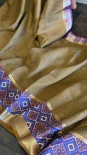 Designer Crepe Silk - Ochre Brown Purple