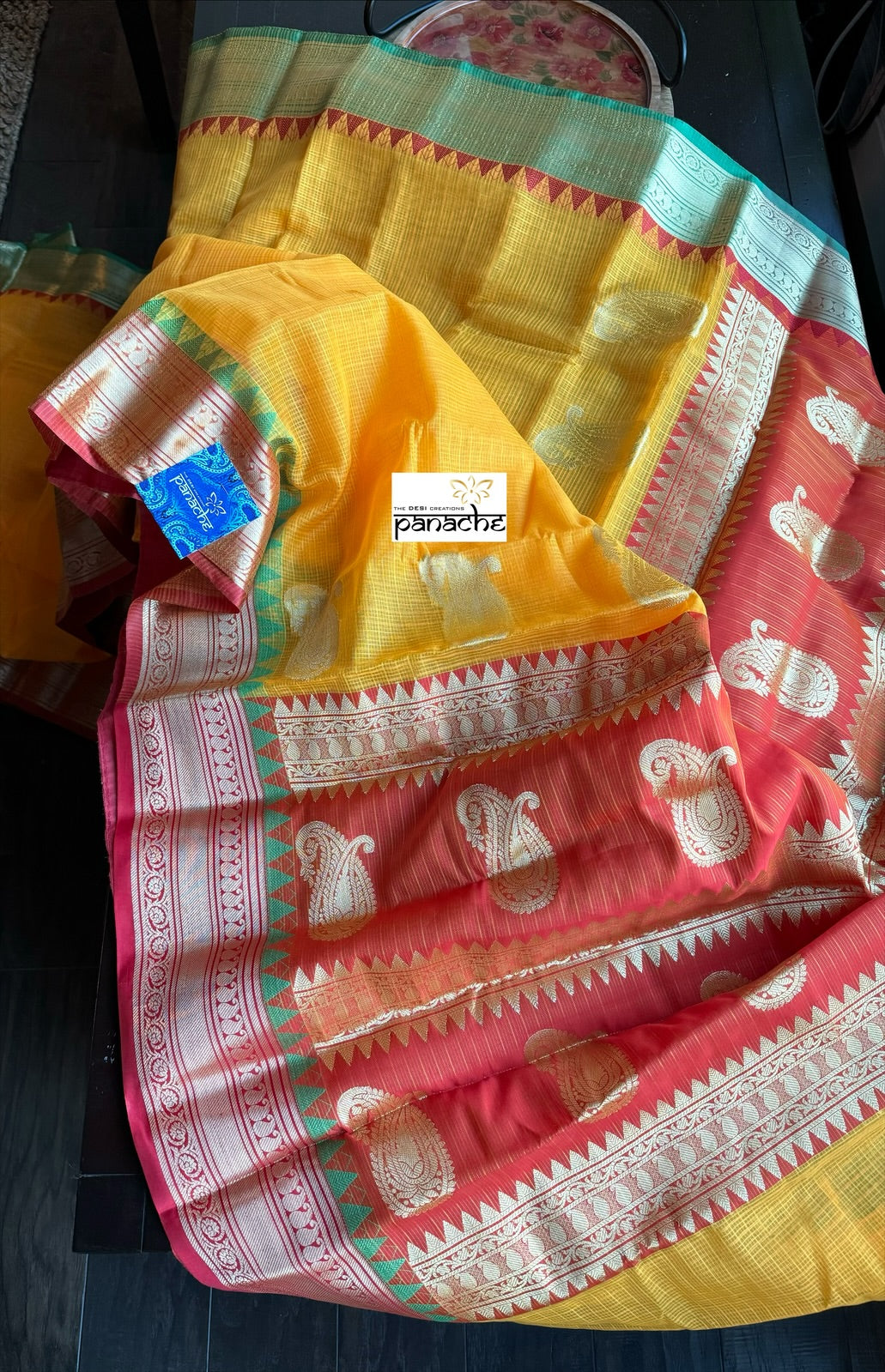 Kota Silk Gadwal - Yellow Ganga Yamuna