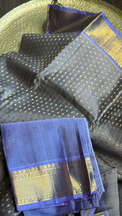 Pure Silk Kanjivaram - Grey Violet 2g Pure Zari Bridal Saree
