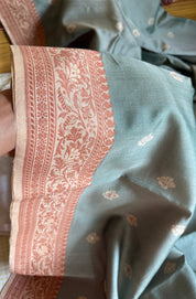 Tussar Silk Baluchari Banarasi - Light Grey Green Woven