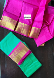 Soft Silk Kanjivaram - Green Magenta