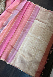 Tissue Organza Silk Banarsi - Rangkat Peach Pink