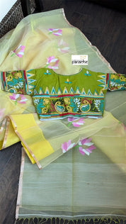 Designer Blouse - Green Kantha Stitch