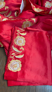 Soft Silk Embroidered - Red