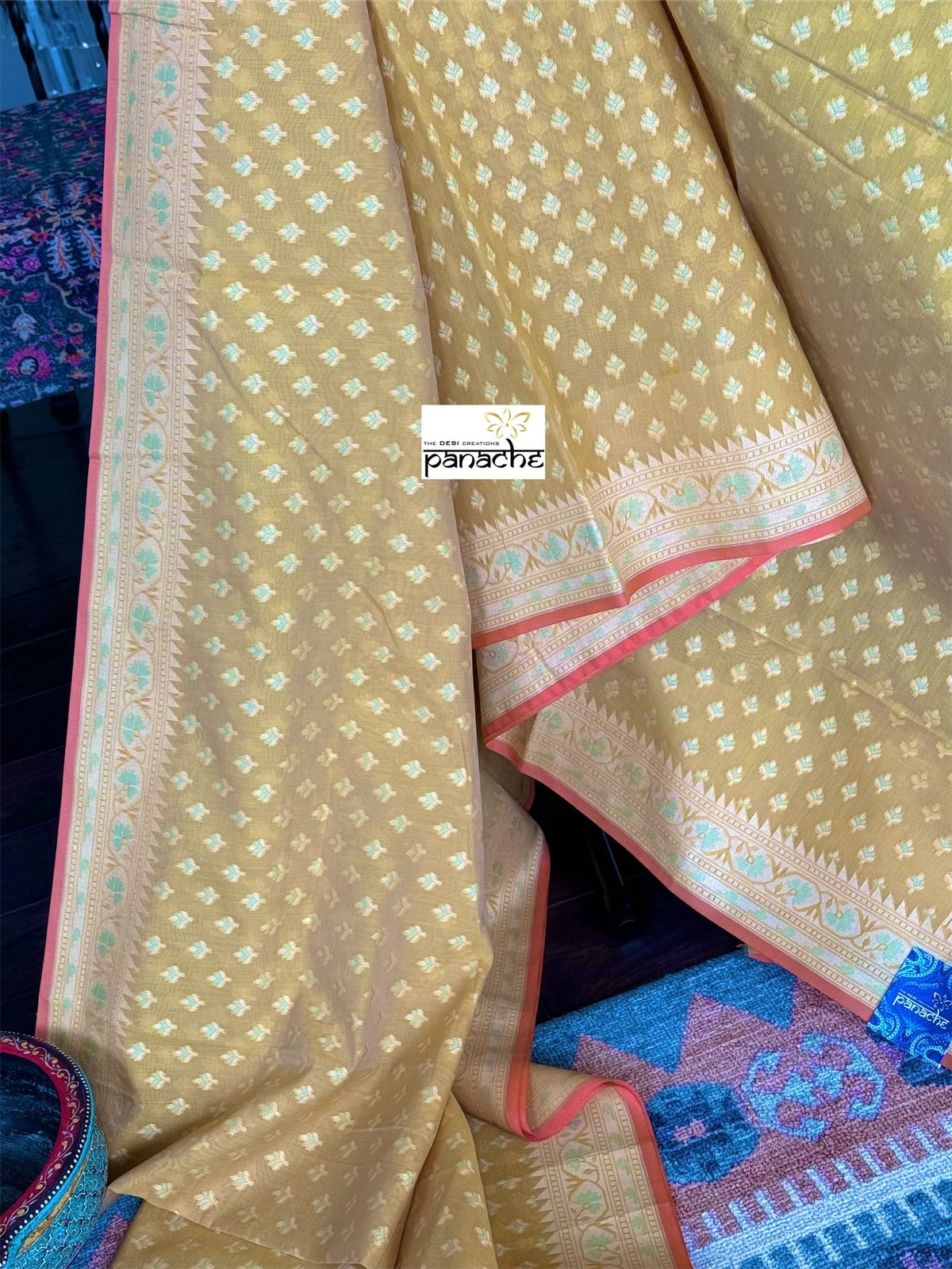 Kora Cotton Banarasi - Light Ochre Yellow