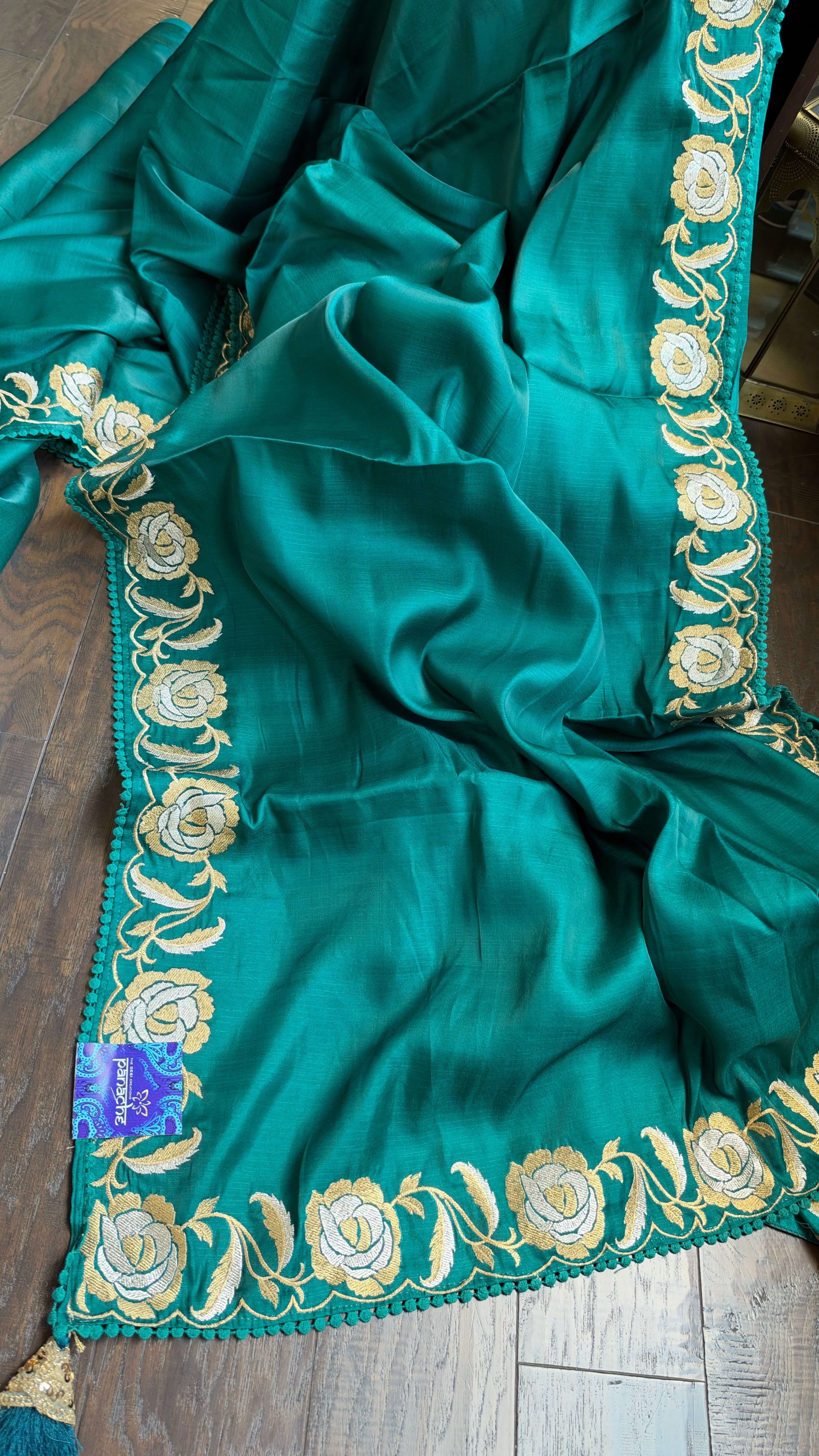 Soft Silk Embroidered - Teal