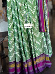 Pure Silk Ikat -  Green Purple Pochampally