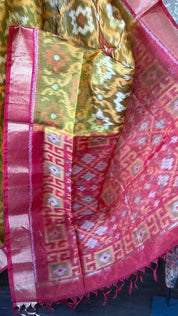 Pure Cotton Silk Ikat - Yellow Red