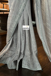 Designer Georgette Organza- Grey Hand Embroidered