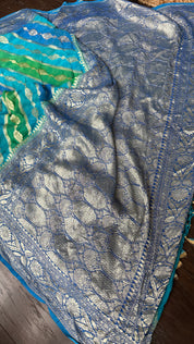 Khaddi Georgette Banarasi - Firozi Blue Green Multi color Rangkat