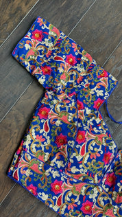 Designer Blouse - Blue Multicolor Embroidered