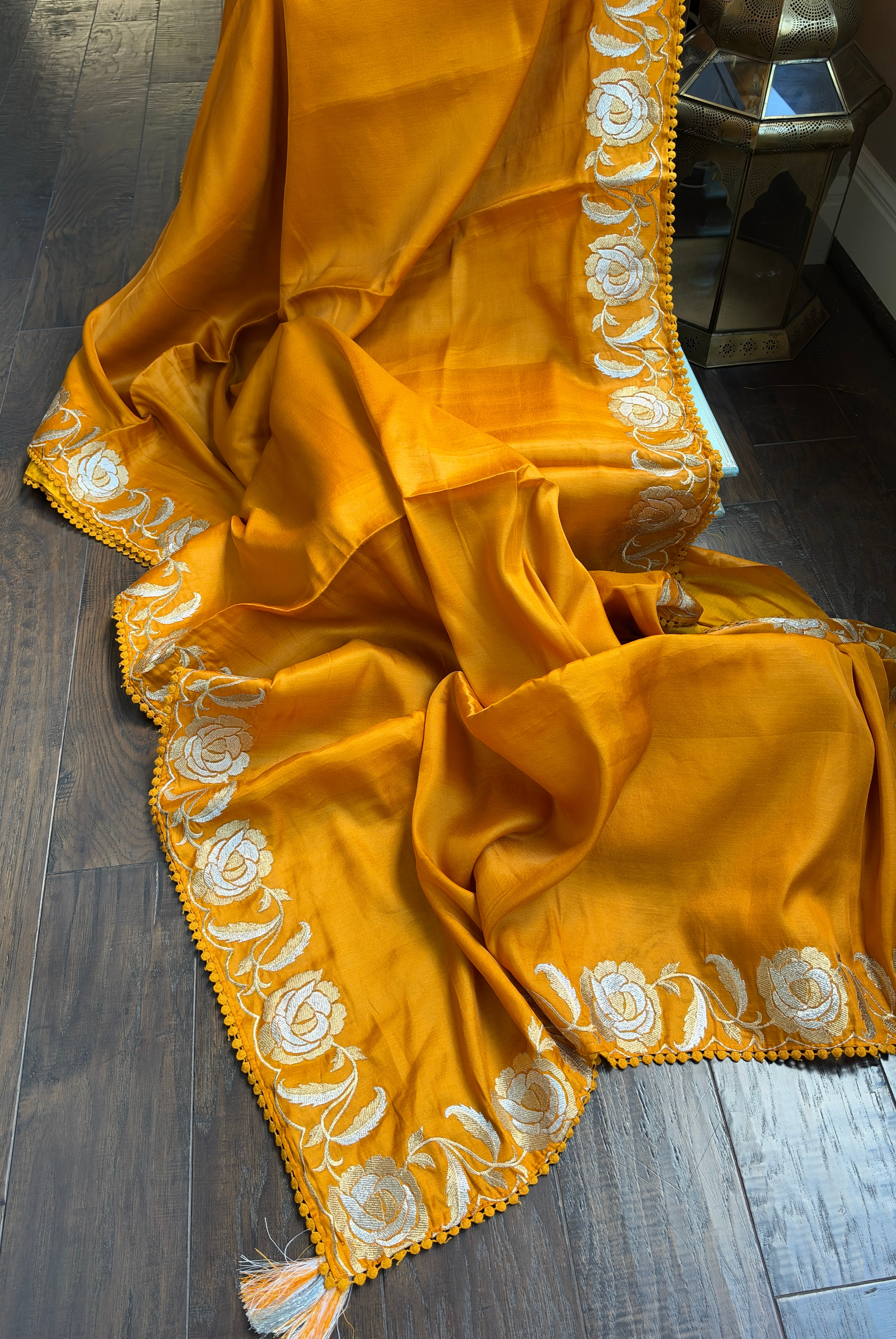 Soft Silk Embroidered - Mustard Yellow