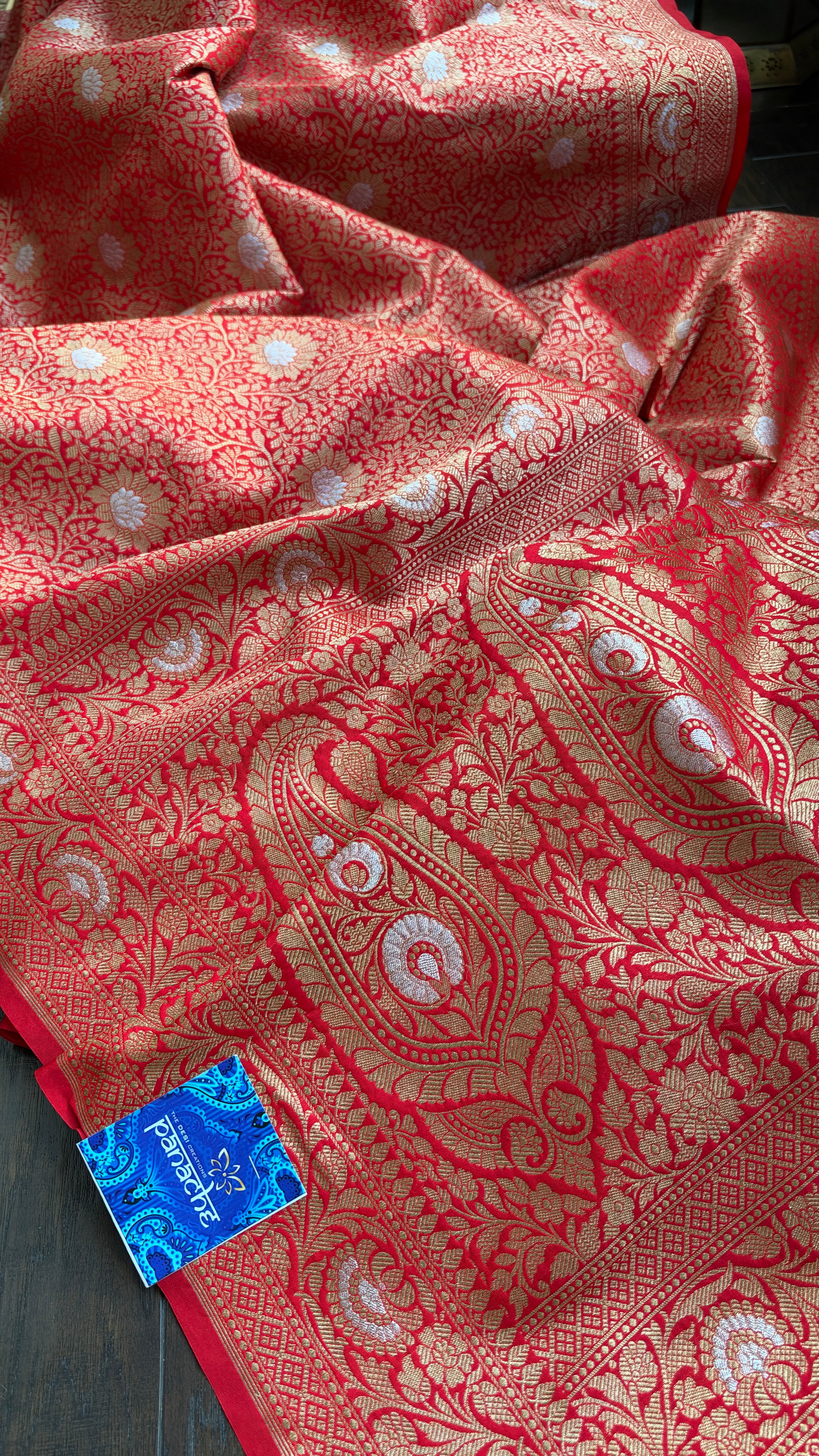 Soft Silk Brocade Banarasi - Red Sona Rupa Zari