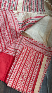 Pure Gachi Tussar Silk - Cream Red