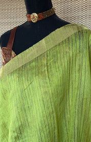 Pure Matka Silk - Green Zari Woven