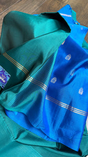 Pure Silk Kanjivaram - Teal Green Blue