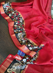 Designer Crepe Silk - Red Black