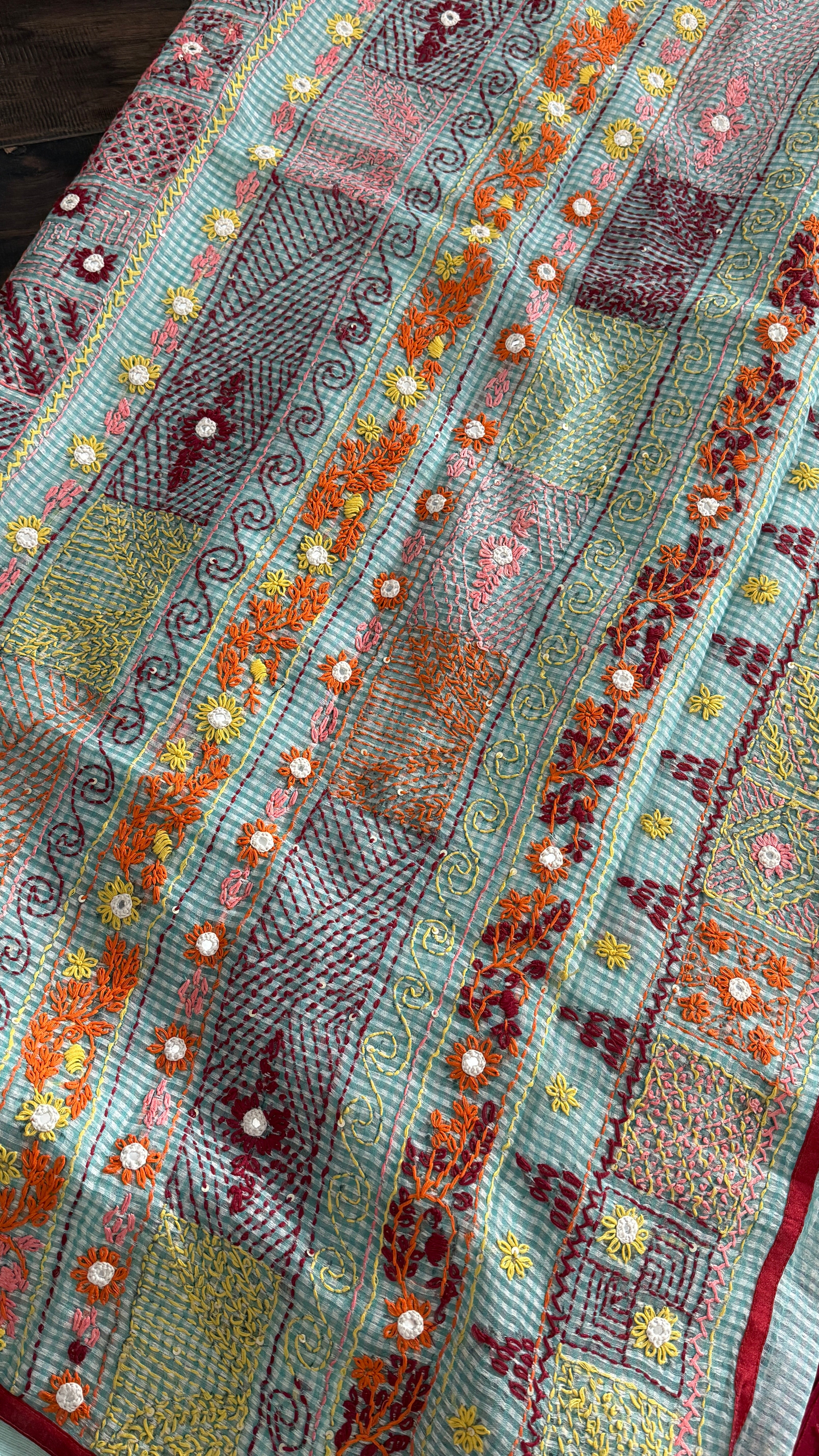 Kota Silk Lambani - Aqua Blue Embroidered