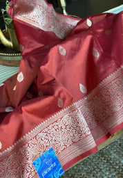 Pure Silk Katan Banarasi- Brick Red Kadhua