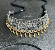 Necklace Choker 925 Silver - Dual tone Temple Stone