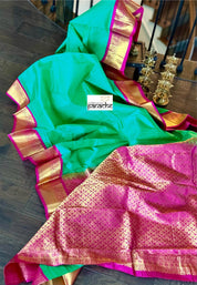 Soft Silk Kanjivaram - Green Magenta