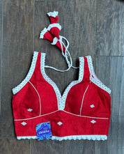 Designer Blouse - Red Jamdaani Lace Woven