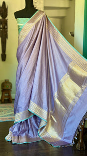 Pure Silk Mashru Kadhua Banarasi- Lavender