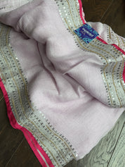 Designer Linen Sequin embroidered - Light Lavender
