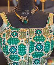 Designer Blouse - Green Black Woven
