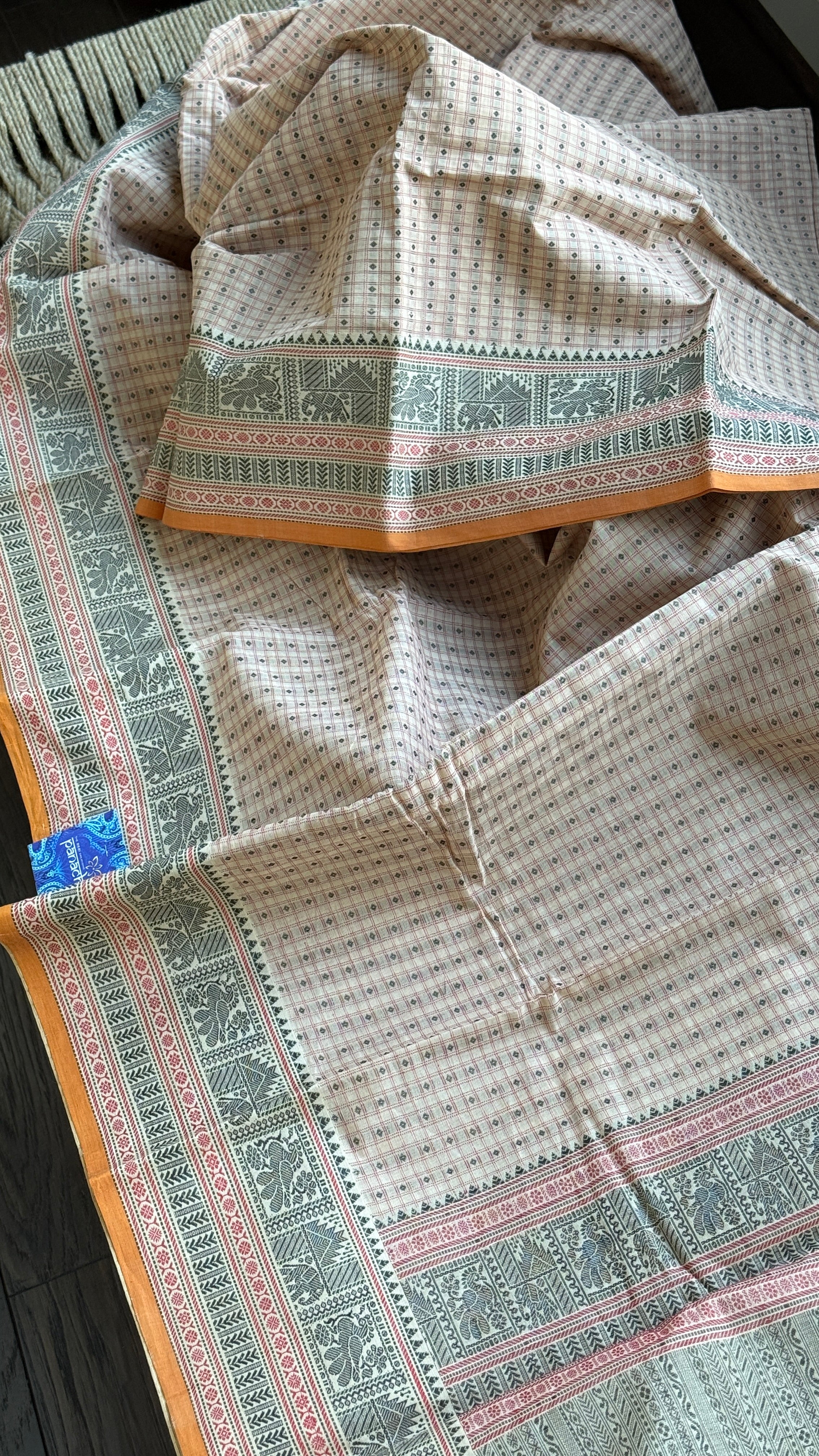 Kanchi Cotton Handloom - Marble Peach