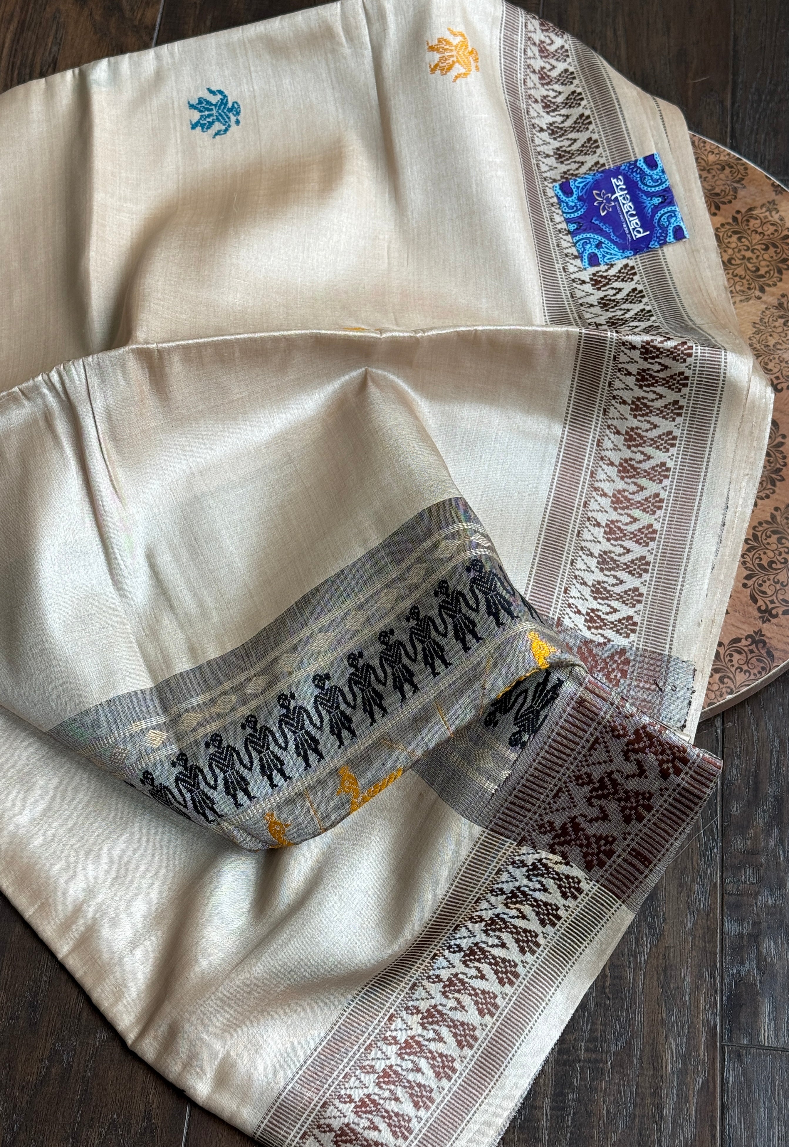 Pure Tussar Silk - Tan Beige Coffee Brown Dolabedi