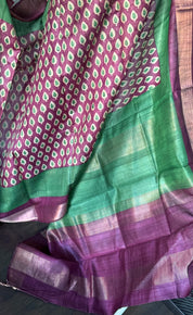 Pure Tussar Silk - Green Purple