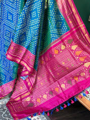 Pure Silk Ikat -  Firozi Sea Green Magenta