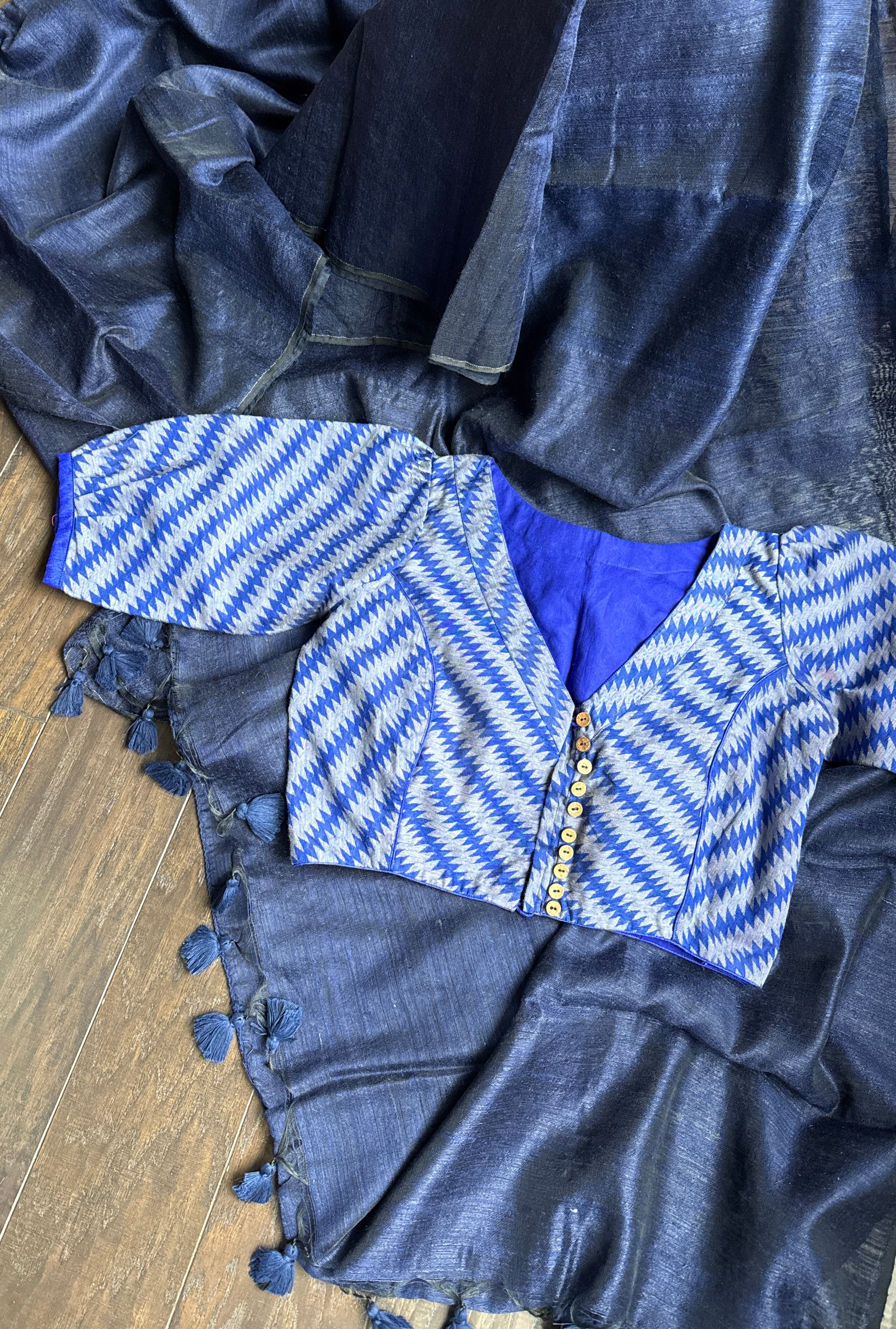 Linen Silk Borderless - Navy Blue