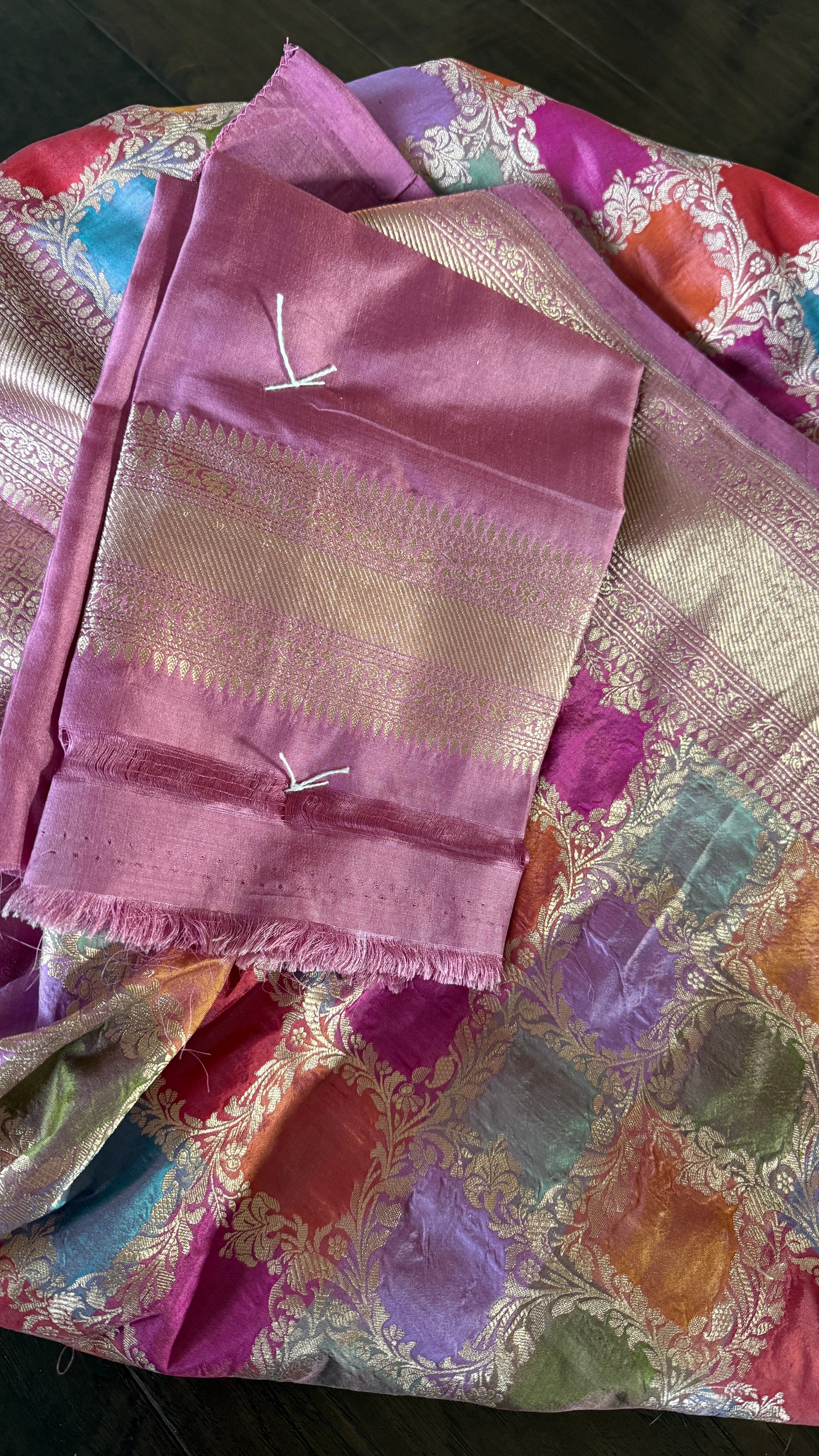 Pure Silk Banarasi - Thulian Pink Multi Color