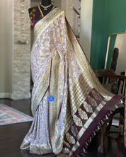 Khaddi Georgette Banarasi - Light Lilac Wine Color