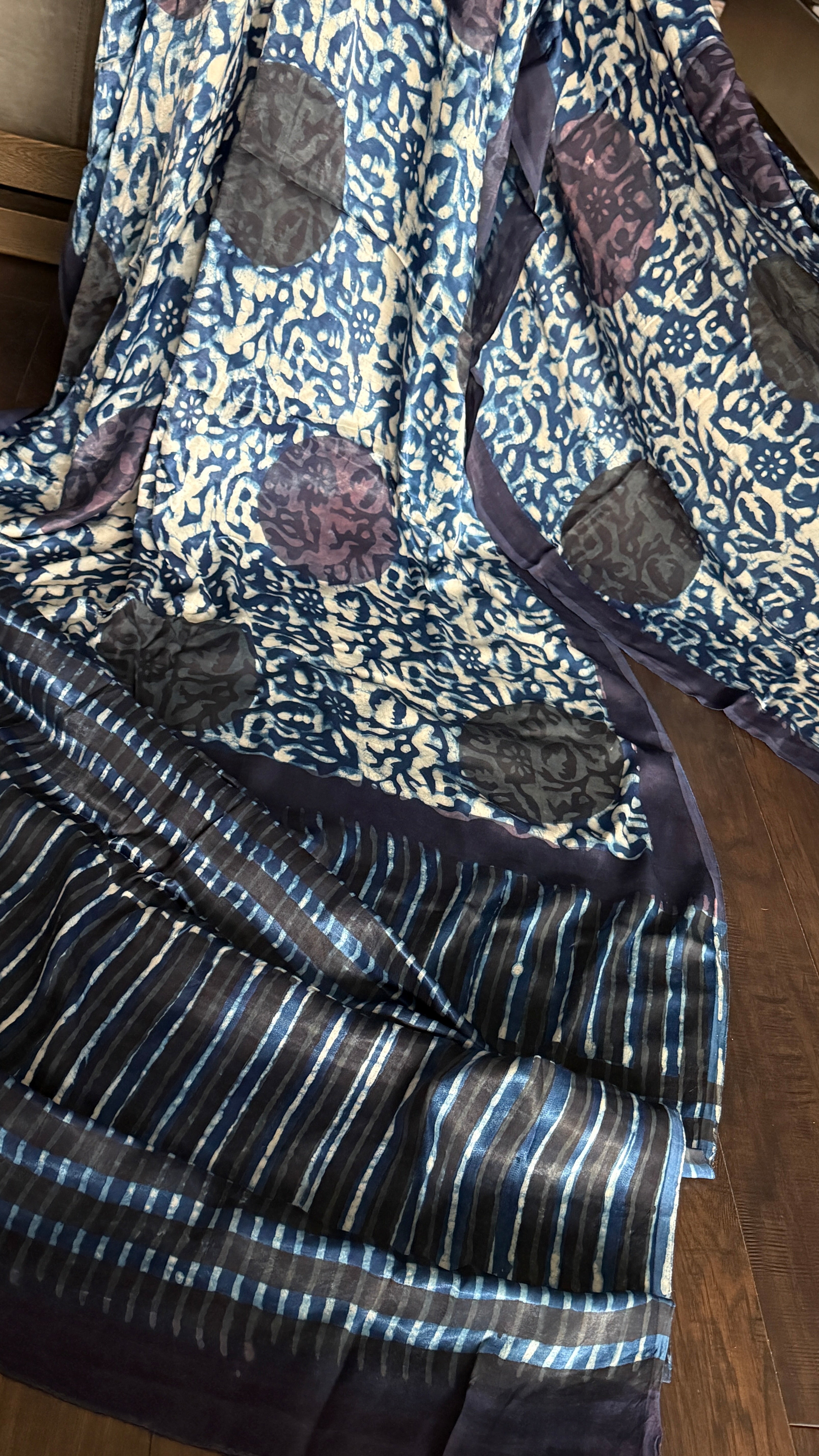Modal Silk Vegetable Organic Dye Saree - Indigo Blue 2