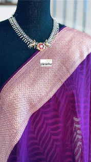 Khaddi Georgette Tanchoi Banarasi - Wine Purple