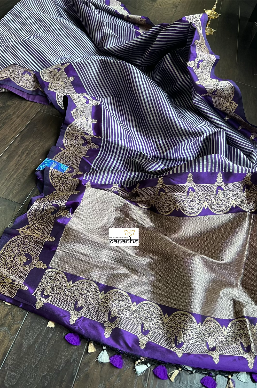 Pure Silk Katan Banarasi- Black Purple