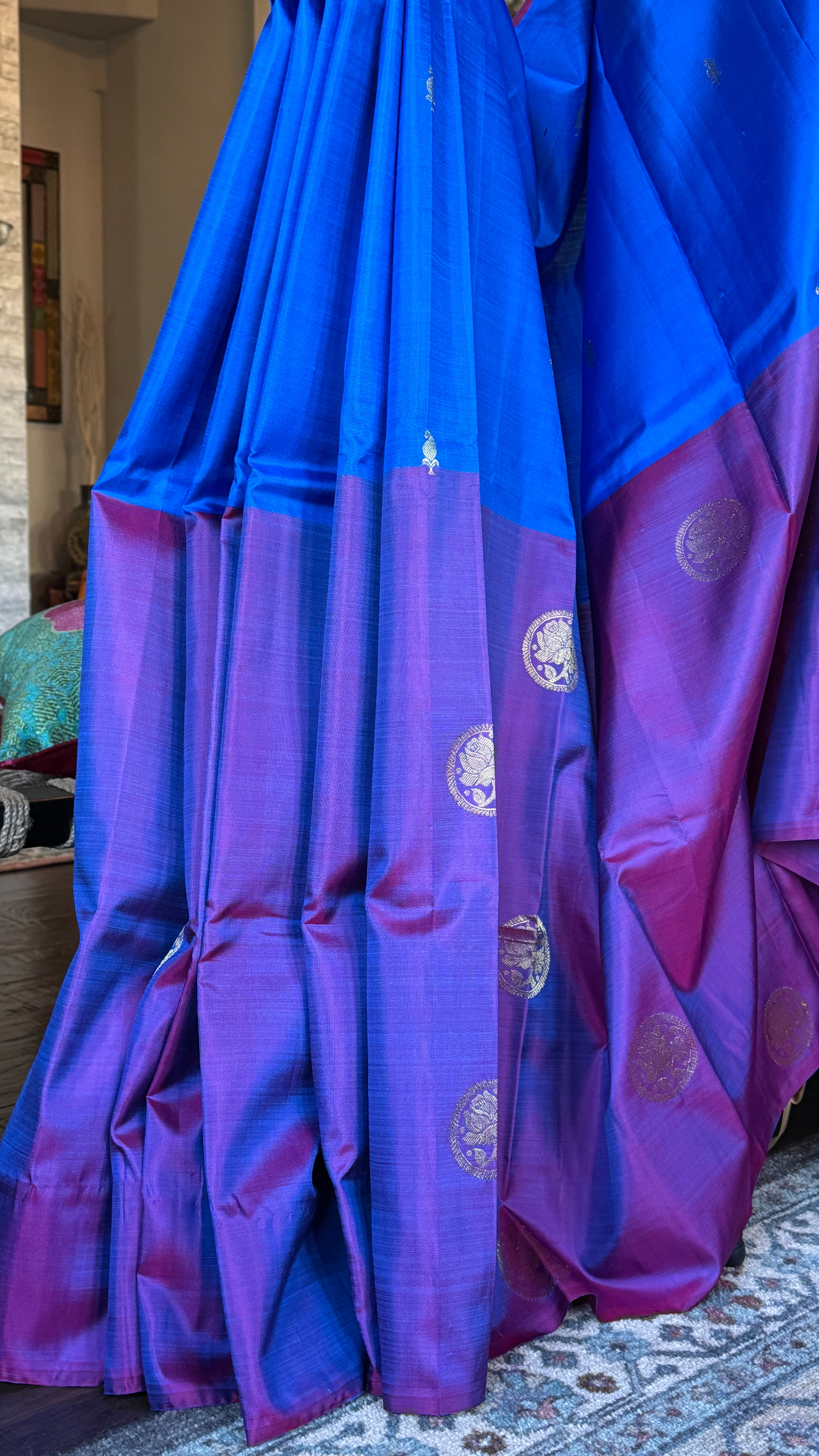 Pure Silk Kanjivaram - Royal Blue Purple Magenta