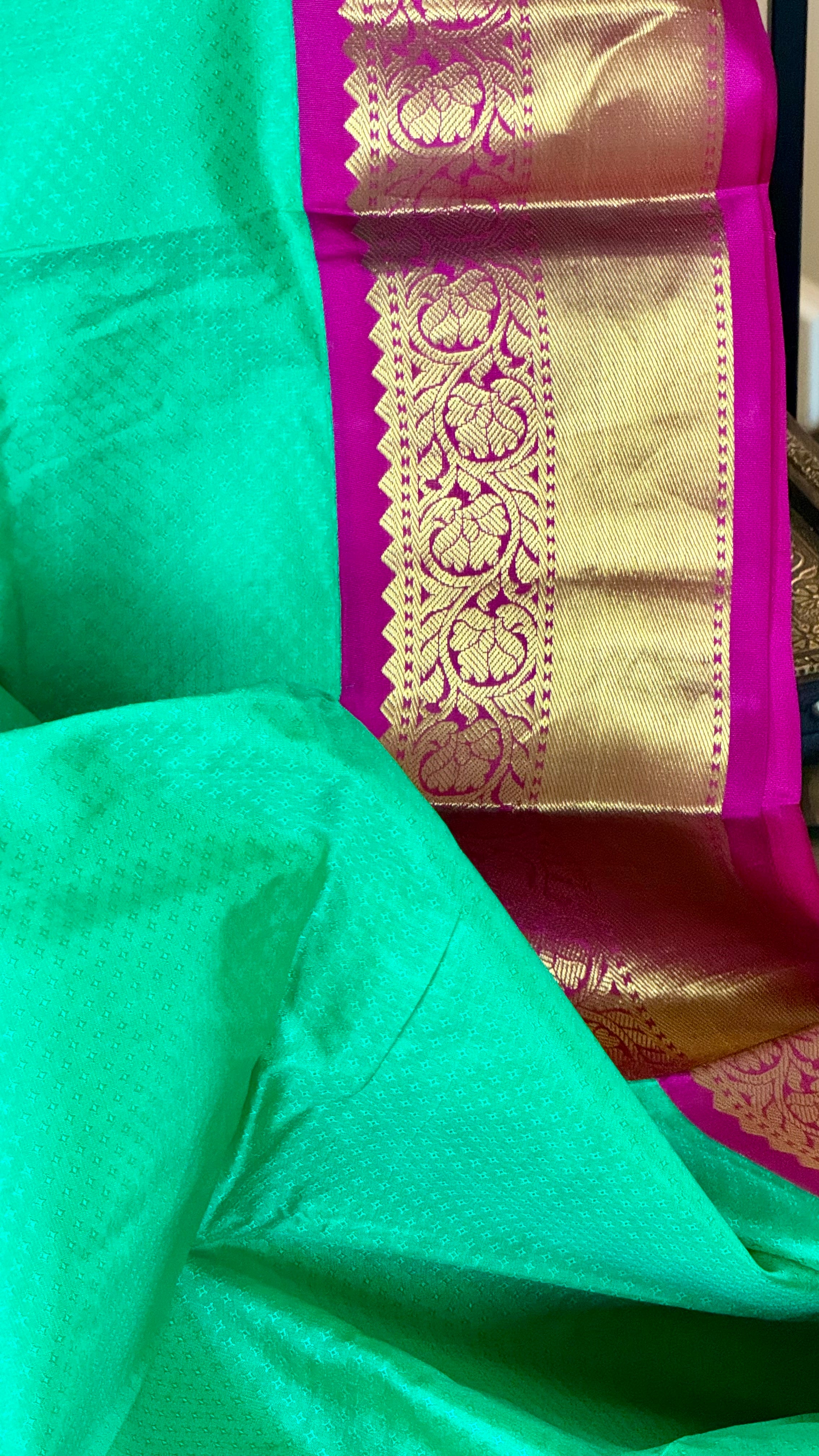 Soft Silk Kanjivaram - Green Magenta