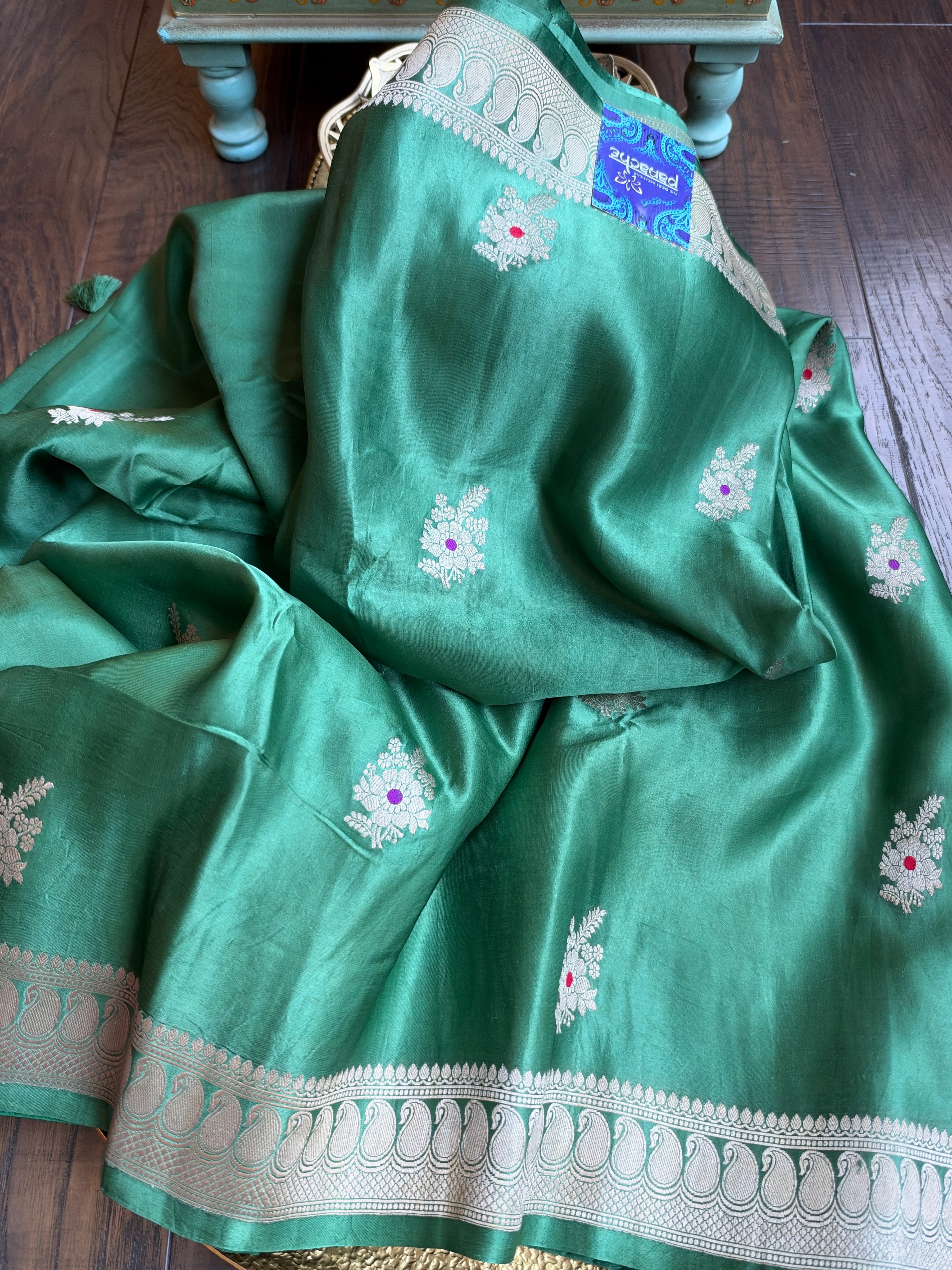 Pure Silk Mashru Banarasi- Sage Green