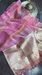 Tissue Organza Silk Banarsi - Rangkat Peach Pink