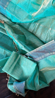 Chanderi Silk Cotton Tissue - Sea Green Woven