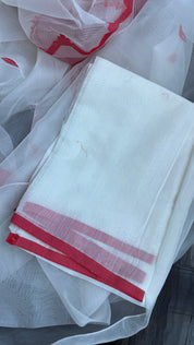 Muslin Jamdaani - White Red