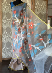 Muslin Jamdaani - Wheat color Golden Zari