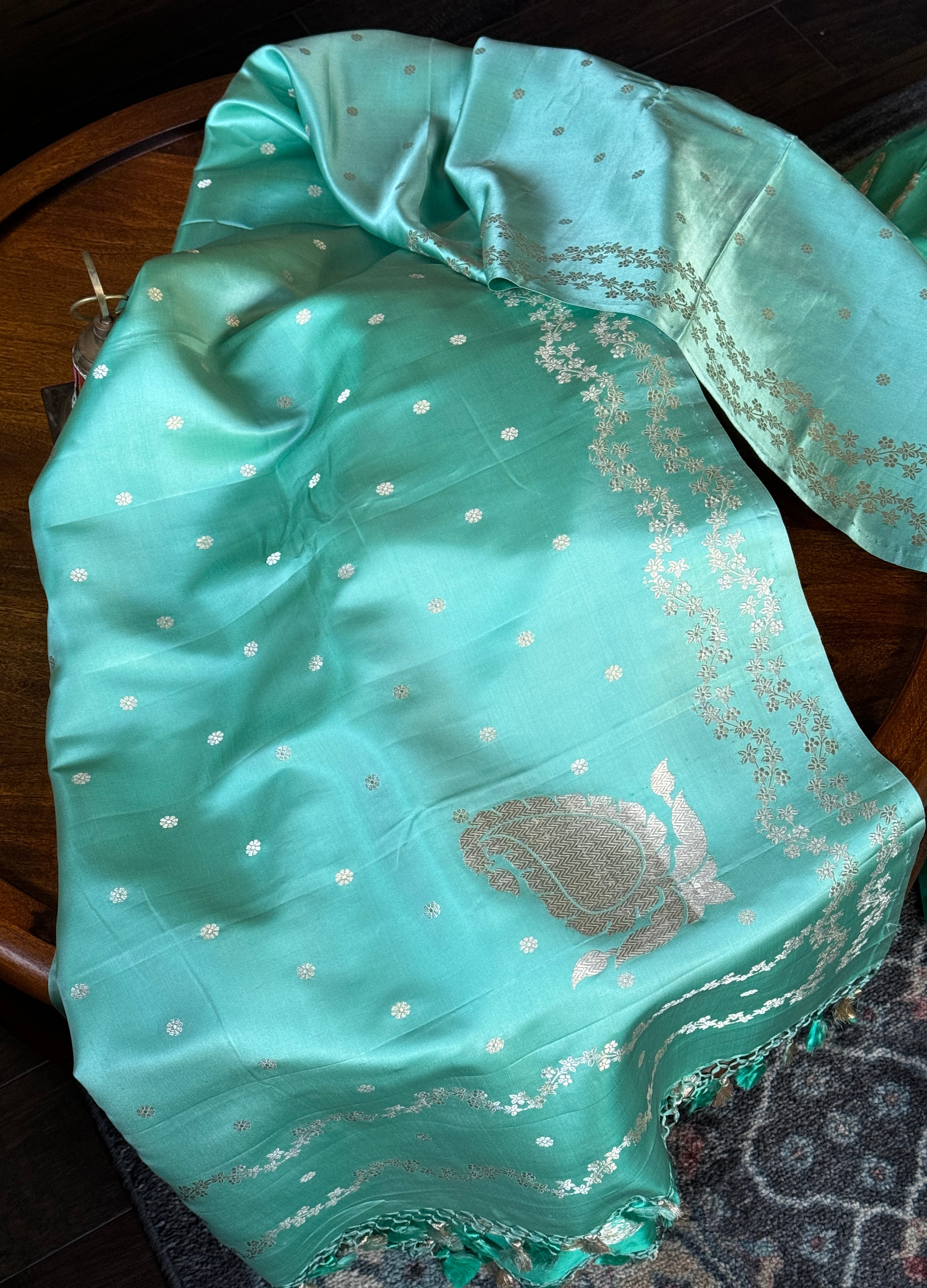 Pure Silk Mashru Banarasi- Sea Green