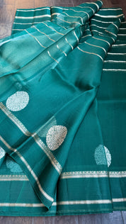 Kora Silk Banarasi - Teal Green
